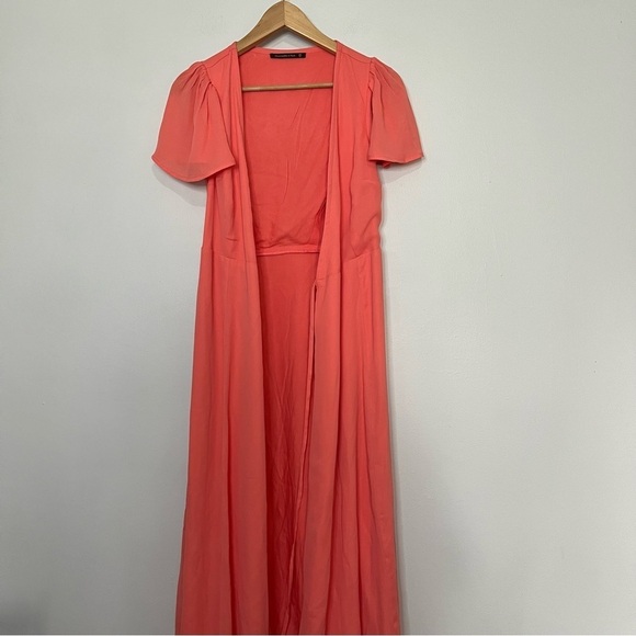 Abercrombie & Fitch Wrap Angel Sleeve Midi Dress size xsmall - Picture 4 of 11